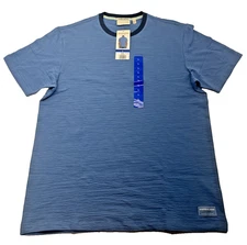 Scotch and Soda Mens Large Amsterdam Blue T-Shirt w/Dark Blue Collar