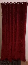 ELKCA Chenille Drape Curtains Set/2, 50x84" Crimson Red Grommet 