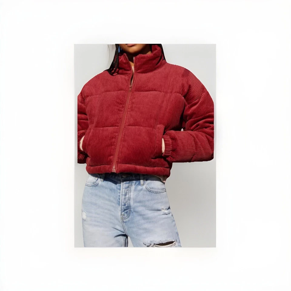 Chaqueta acolchada de pana LA Hearts acolchada roja para mujer talla XS Foto 2 de 4