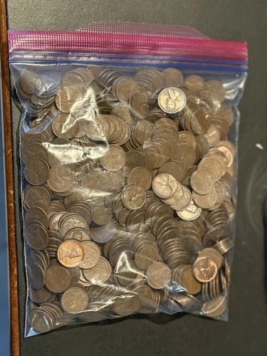 Lincoln Wheat pennies 1950-1958 5 lbs Pounds Circulated Bulk Lot.