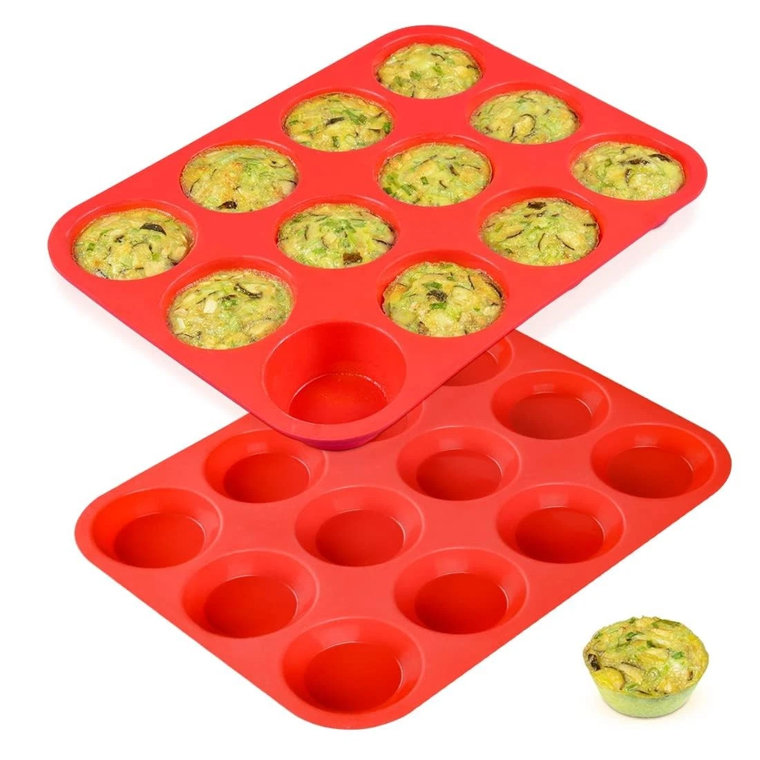 12 Cups Silicone Muffin Pans for Baking - Regular Size Cupcake Pan Muffin Tin...