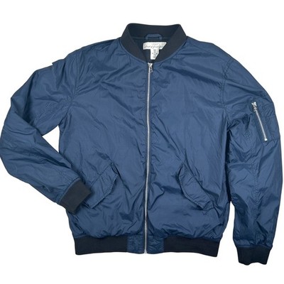 H&M L.O.G.G. Bomber Jacket Mens Med Blue Lightweight Utility Streetwear Gorpcore