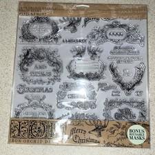 Iron Orchid Designs IOD Decor Stamp "Merry  Bright" Retired NEW Christmas DIY