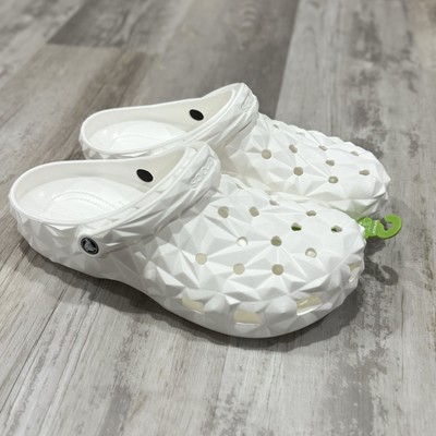 Crocs Classic Geometric Clog M11/W13 White Slip On Shoes Waterproof Sandals NWT