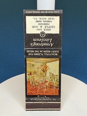 Armstrong Linoleum Store Glen Rock Pennsylvania VTG Matchbook Cover #63
