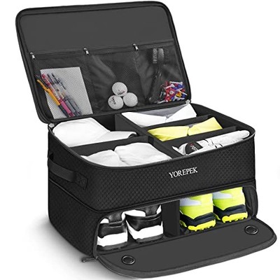 2 Layer Golf Trunk Organizer, Golf Gifts for Men with Separate Standard-Black