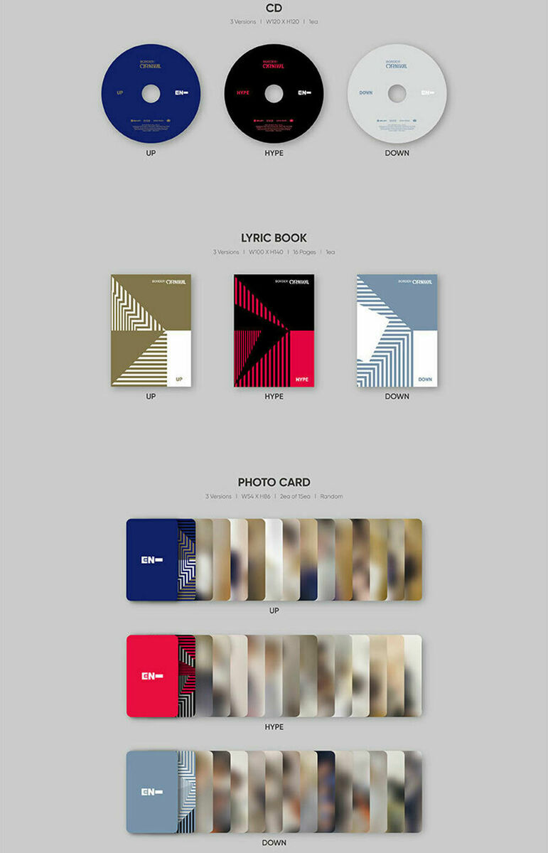 ENHYPEN BORDER:CARNIVAL Album DOWN VER CD+Poster+P.Book+Lyric+3  Card+Sticker+etc