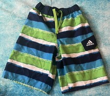 Boys Adidas youth small 9 swim trunks lined multi-color striped
