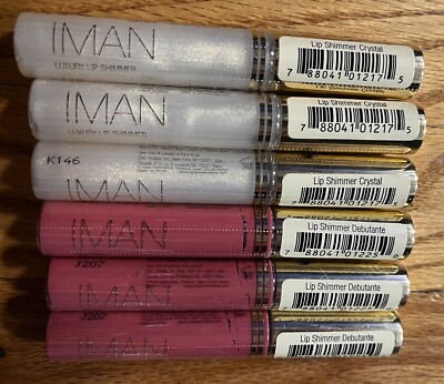 Mixed Lot of 6 Iman Cosmetics Luxury￼ ￼Lip Shimmer 3- Crystal and 3- Debutante