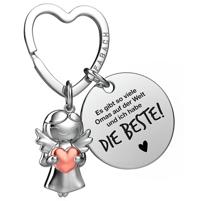 ''Beste Oma'' Schutzengel Schlüsselanhänger - Schutzengel mit Herz & Gravur