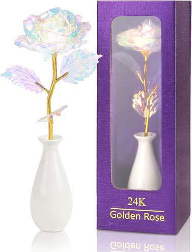 24K Oro Rosa Eterna Stabilizzata, Originale Regalo per Lei Donna Mamma Nonna Fid - Foto 9 di 12