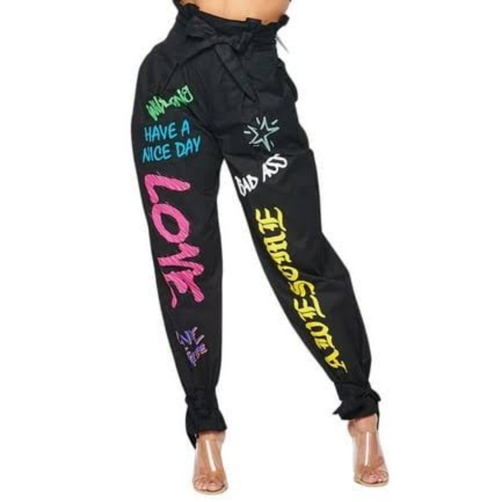 NWOT KTOO Graffiti Tie Bottom Pants (Size M) | eBay