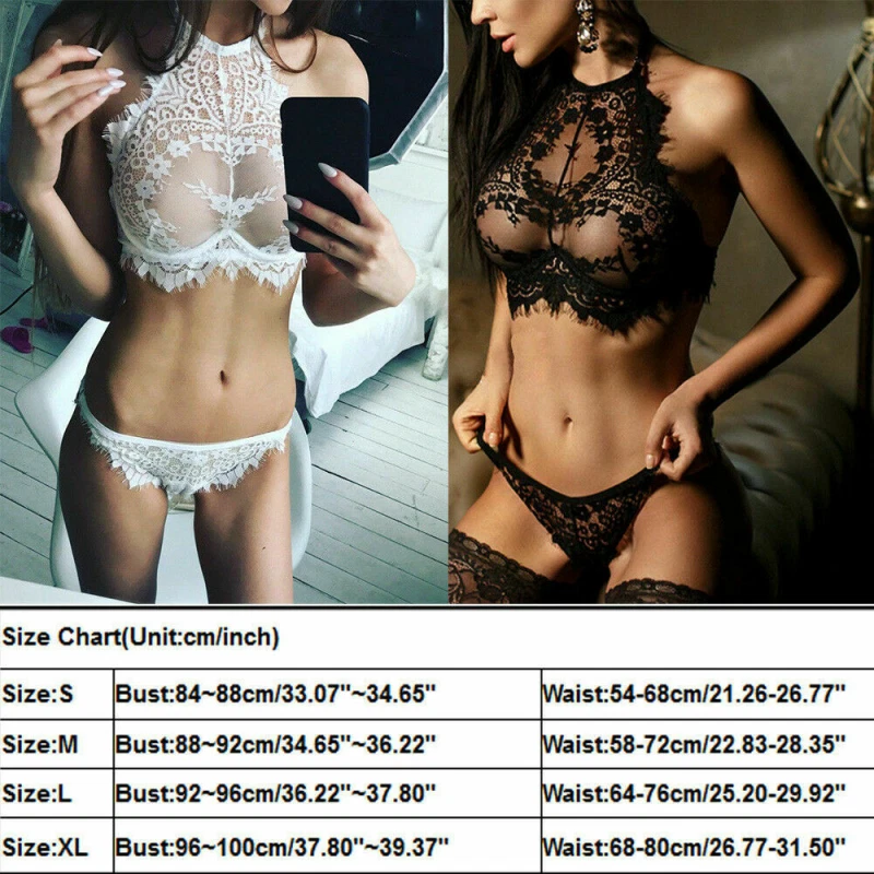 Sexy Damen-Dessous Spitzen-BH Nachtwäsche Nachtwäsche Babydoll G-String Unterwäsche Set - Bild 2 von 4