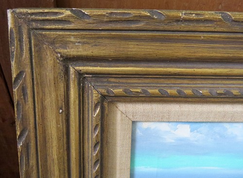 S. Poonell Vintage Original Oil Painting of a Seascape Signed 19 x 16 - Picture 6 of 8