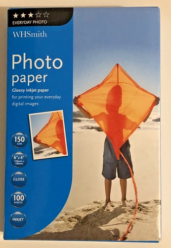 WHSmith 6" x 4"  15x10 cm Gloss Everyday Photo Paper 100 Sheets 150GSM