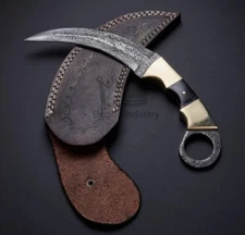 HANDMADE SICKLE DAMASCUS STEEL HUNTING KARAMBIT SURVIVAL CLAW KNIFE  X-157