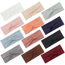12 Pcs Stretchy Headbands for Women, Absorbed Sport Headband Soft Twist