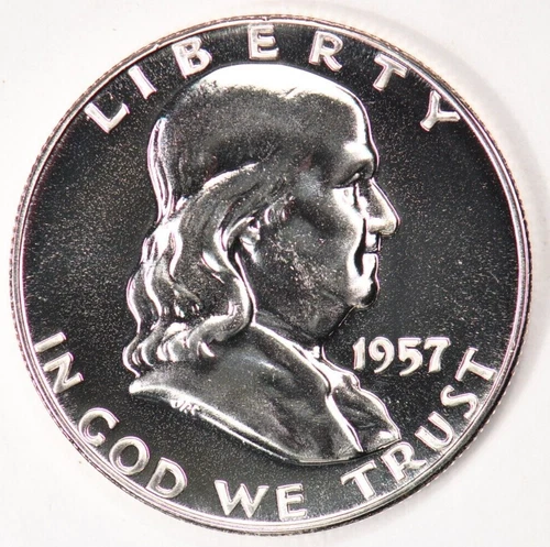1957 Franklin Half Dollar Proof Gem 90% Silver Coin B13