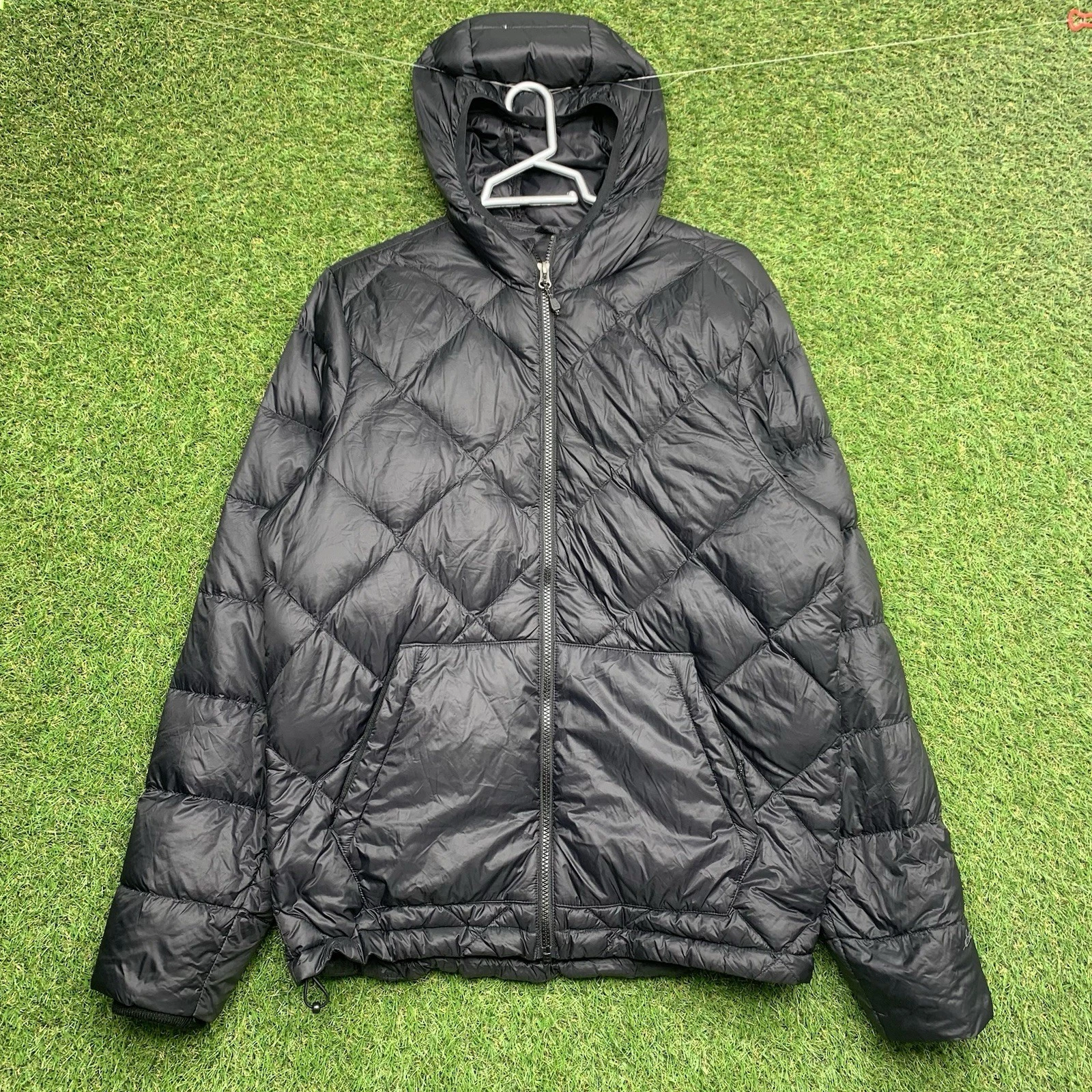 Eddie Bauer Down Puffer Jacket Mens Small Packable Hooded Quilted Outdoor Hiking