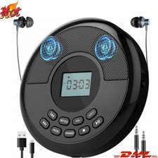 Tragbarer CD-Player Walkman Home Bluetooth USB MP3 Musik-Player Schwarz