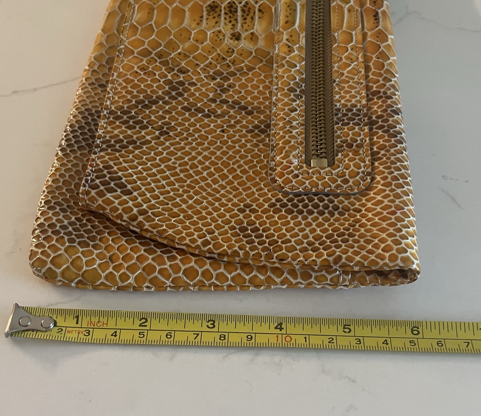ABAS Python Snakeskin Embossed Champagne Leather … - image 9