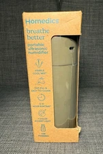 HoMedics Portable Ultrasonic Humidifier  Travel & Personal Cool Mist USB Gray
