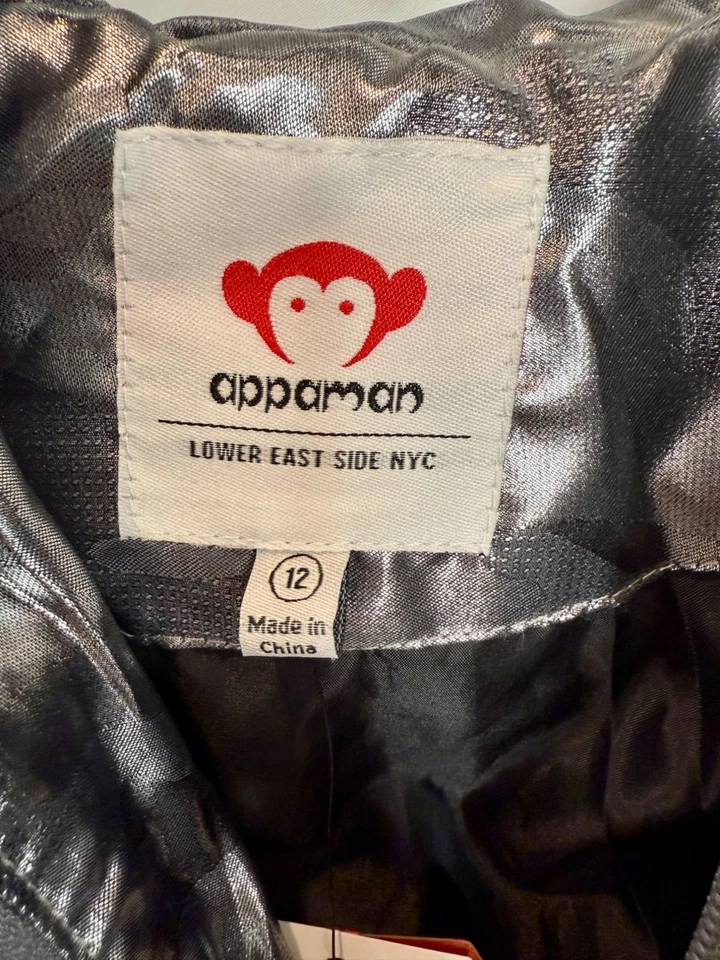 Appaman KIDS Gunmetal Silver Camo Down Puffer Jacket with Hood NWT - Size 12 - Image 3 of 4