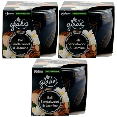 glade Duftkerze BALI SANDALWOOD & JASMINE 3 x 120g Sandelholz Jasmin Bergamotte - Bild 1 von 3