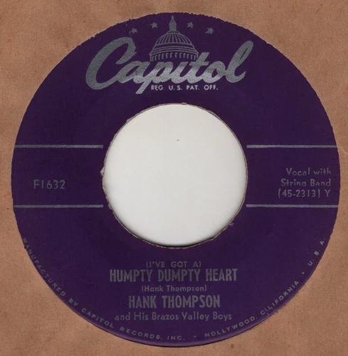 HILLBILLY BOP - HANK THOMPSON - Humpty Dumpty Heart/Green Light-  CAPITOL
