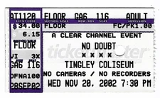 No Doubt 11/20/02 Albuquerque NM Tingley Coliseum Ticket Stub