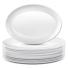 12 Pcs Large Serving Platters Oval Trays White Plates Serving Dish for Weddin 