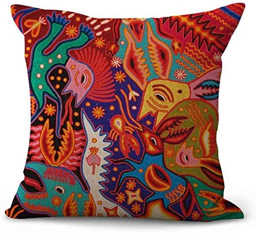 Set 4 Copricuscini in Lino Messicano Huichol Federe Decorative Ho... - Foto 3 di 6