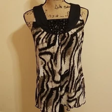 NWT Notations Animal print beaded top Size small