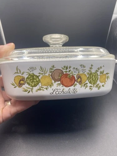 Corning Ware L’Echalote Spice of Life 1 Qt Dish w/ PYREX Lid Vintage collectible