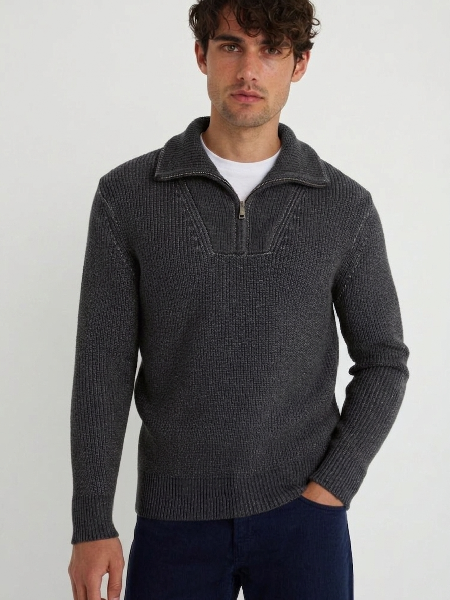 BLOOMINGDALES Sweater Mens XXL Grey Quarter Zip 100% Merino Wool $268