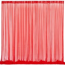 10x10 Tulle Backdrop Curtains for Parties, Sheer Backdrop Curtain 10x10ft Red