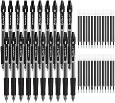Shuttle Art Black Gel Pens, 48 Pack(20 Pens with 28 Refills) Retractable Medium 