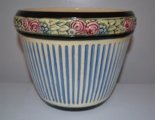 Weller Pottery Zona Eldora Chelsea Floral Jardiniere Planter 8" Dia. ca. 1920