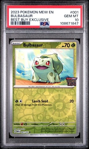 PSA 10 GEM MT Bulbasaur Best Buy Exclusive Promo 001/165 MEW EN