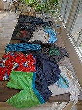Boys clothing lot Medium 10-12. 19 pieces Swim, Shorts, Shirts, Jammies, More