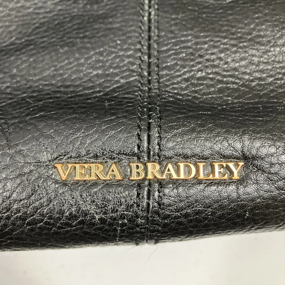 Vera Bradley Black Leather Pebbled Cross Body Purse Bag Magnetic Closure - Image 2 of 4