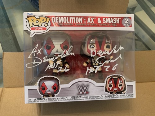 Signed Funko Pop Demolition Ax & Smash W/proof 2 Pack Autographed WWF Wwe