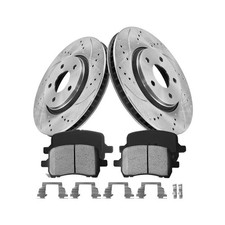Front Automotive Replacement Brake Kit, Drilled Slotted Rotors Kit Compatible...