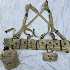 USMC M1923 Reenactment Cartridge Belt M1936 Suspenders Canteen First Aid Pouch
