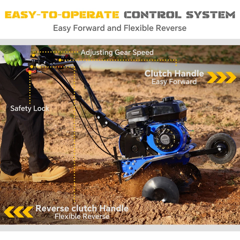 Cultivador cultivador a gas 7 HP 212CC 4 tiempos planta jardín cultivador granja césped Foto 4 de 4