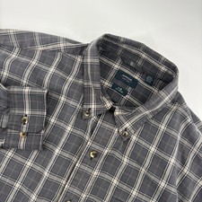 Arrow Men s Oxford Shirt 16 34/35 Gray Plaid Wrinkle Free Dress Casual Preppy