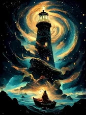 Lighthouse Diamond Art Kits for Adults, Starry Sky Painting color6 