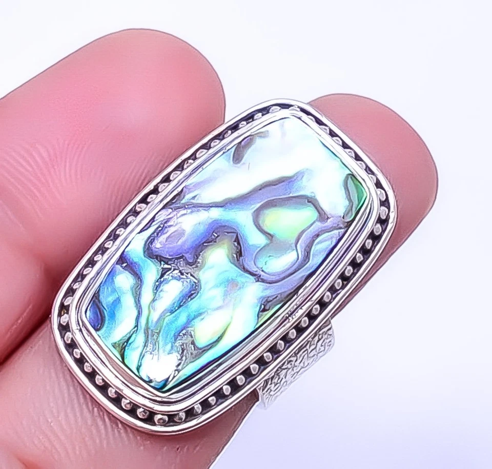 Mermaid Dream Abalone Shell 925 Sterling Silver Ring S.6 R6, Christmas Gift - Image 4 of 4