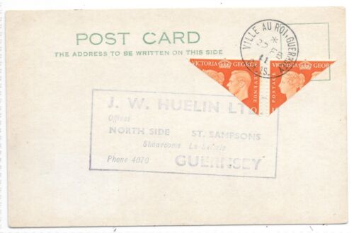 GUERNSEY DOUBLE BISECT ON POST CARD SG BS7 27/2/41(?)