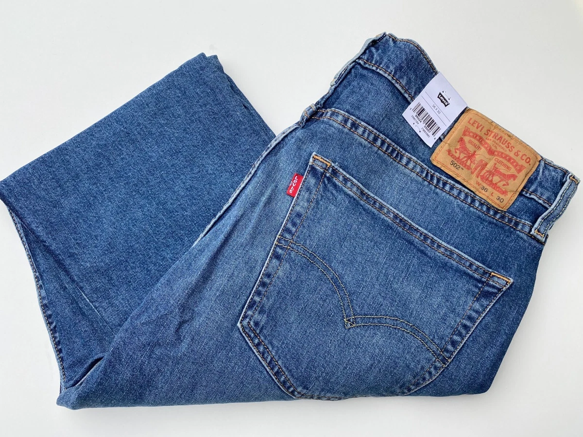 LEVIS MENS 502 REGULAR TAPER STRETCH STONE WASHED BLUE DENIM JEANS